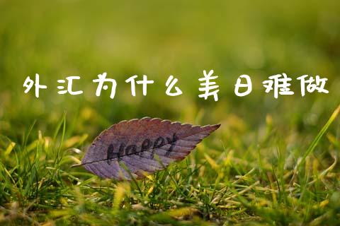 外汇为什么美日难做_https://wap.lxcailiao.com_金融监管_第1张
