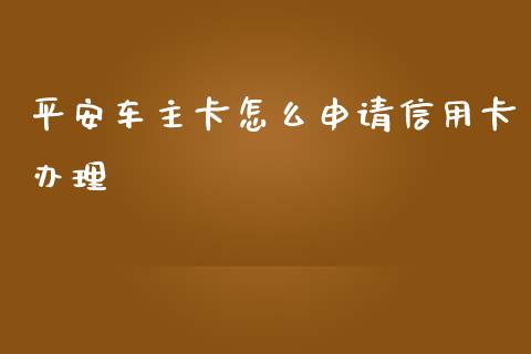 平安车主卡怎么申请信用卡办理_https://wap.lxcailiao.com_金融监管_第1张