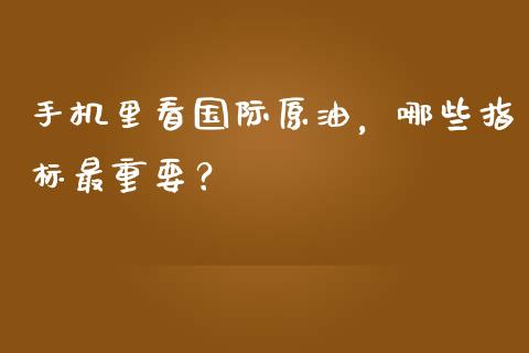 手机里看国际原油，哪些指标最重要？_https://wap.lxcailiao.com_金融监管_第1张