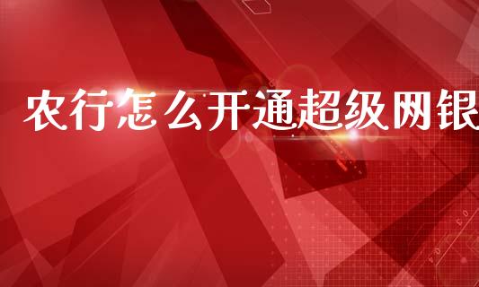 农行怎么开通超级网银_https://wap.lxcailiao.com_融资担保_第1张