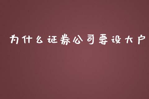 为什么证券公司要设大户_https://wap.lxcailiao.com_股权投资_第1张