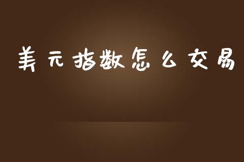 美元指数怎么交易_https://wap.lxcailiao.com_股权投资_第1张