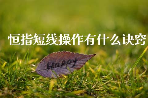 恒指短线操作有什么诀窍_https://wap.lxcailiao.com_金融监管_第1张