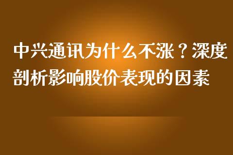 中兴通讯为什么不涨？深度剖析影响股价表现的因素_https://wap.lxcailiao.com_股权投资_第1张