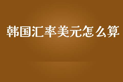 韩国汇率美元怎么算_https://wap.lxcailiao.com_财务管理_第1张