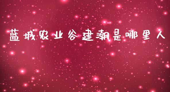 蓝城农业谷建潮是哪里人_https://wap.lxcailiao.com_融资担保_第1张