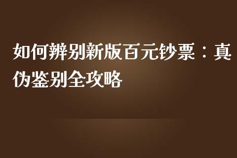 如何辨别新版百元钞票：真伪鉴别全攻略_https://wap.lxcailiao.com_融资担保_第1张