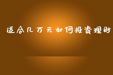 适合几万元如何投资理财_https://wap.lxcailiao.com_财务管理_第1张