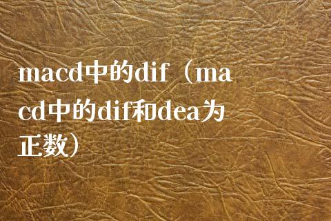 macd中的dif（macd中的dif和dea为正数）_https://wap.lxcailiao.com_股权投资_第1张