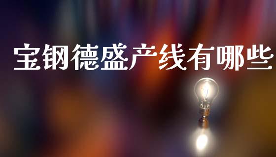 宝钢德盛产线有哪些_https://wap.lxcailiao.com_金融监管_第1张