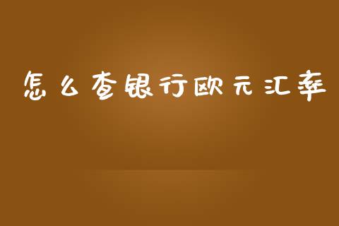 怎么查银行欧元汇率_https://wap.lxcailiao.com_金融监管_第1张