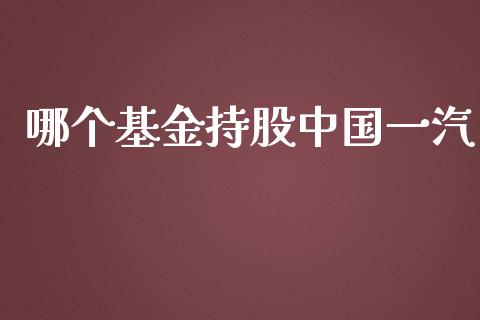 哪个基金持股中国一汽_https://wap.lxcailiao.com_金融监管_第1张