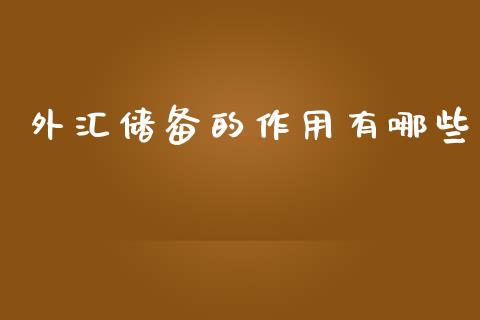 外汇储备的作用有哪些_https://wap.lxcailiao.com_财务管理_第1张