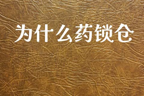 为什么药锁仓_https://wap.lxcailiao.com_股权投资_第1张