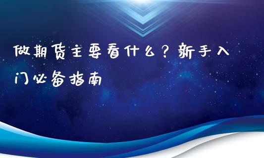 做期货主要看什么？新手入门必备指南_https://wap.lxcailiao.com_融资担保_第1张