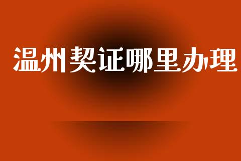 温州契证哪里办理_https://wap.lxcailiao.com_金融监管_第1张