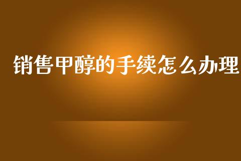 销售甲醇的手续怎么办理_https://wap.lxcailiao.com_融资担保_第1张