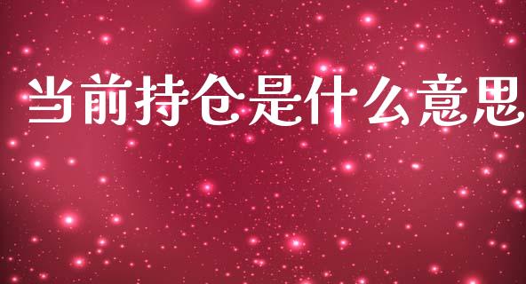 当前持仓是什么意思_https://wap.lxcailiao.com_融资担保_第1张