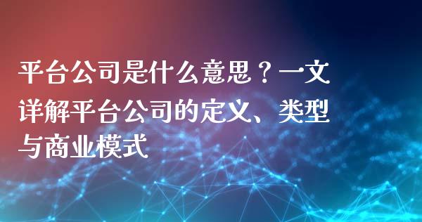 平台公司是什么意思？一文详解平台公司的定义、类型与商业模式_https://wap.lxcailiao.com_财务管理_第1张
