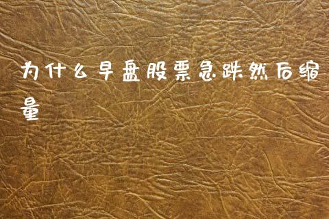 为什么早盘股票急跌然后缩量_https://wap.lxcailiao.com_金融监管_第1张