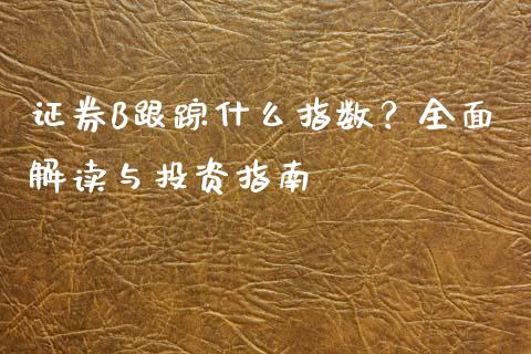 证券B跟踪什么指数？全面解读与投资指南_https://wap.lxcailiao.com_财务管理_第1张