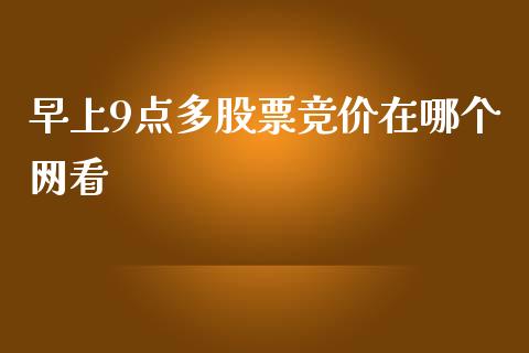 早上9点多股票竞价在哪个网看_https://wap.lxcailiao.com_融资担保_第1张