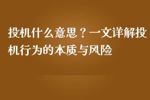 投机什么意思？一文详解投机行为的本质与风险_https://wap.lxcailiao.com_股权投资_第1张