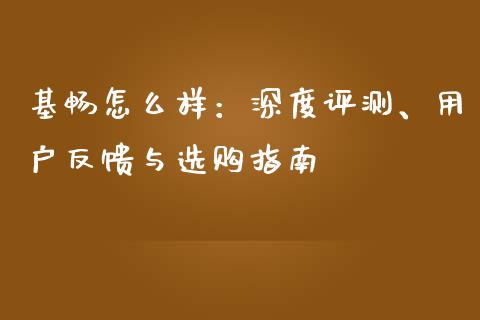 基畅怎么样：深度评测、用户反馈与选购指南_https://wap.lxcailiao.com_融资担保_第1张