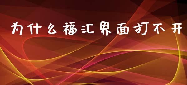 为什么福汇界面打不开_https://wap.lxcailiao.com_金融监管_第1张
