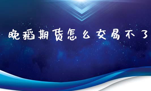 晚稻期货怎么交易不了_https://wap.lxcailiao.com_股权投资_第1张