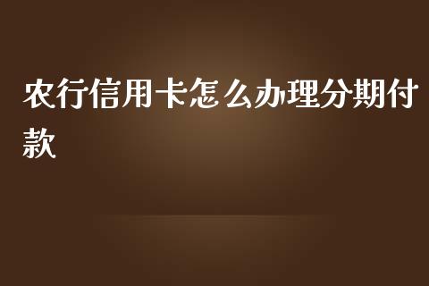 农行信用卡怎么办理分期付款_https://wap.lxcailiao.com_金融监管_第1张