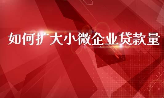 如何扩大小微企业贷款量_https://wap.lxcailiao.com_金融监管_第1张