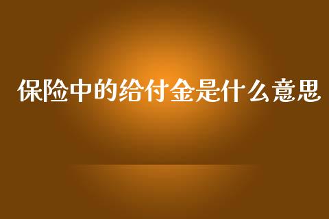 保险中的给付金是什么意思_https://wap.lxcailiao.com_财务管理_第1张