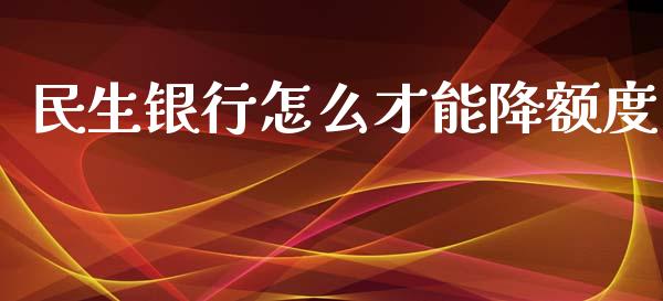 民生银行怎么才能降额度_https://wap.lxcailiao.com_金融监管_第1张
