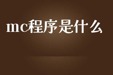 mc程序是什么_https://wap.lxcailiao.com_财务管理_第1张