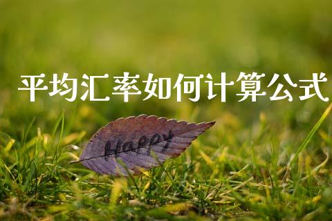 平均汇率如何计算公式_https://wap.lxcailiao.com_融资担保_第1张