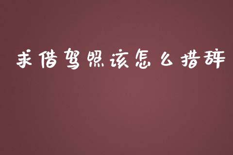 求借驾照该怎么措辞_https://wap.lxcailiao.com_金融监管_第1张