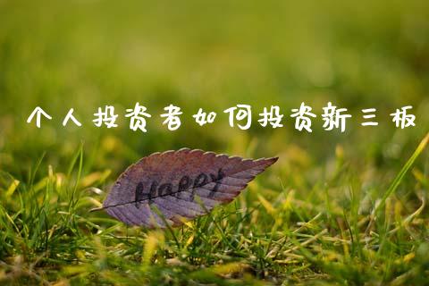 个人投资者如何投资新三板_https://wap.lxcailiao.com_股权投资_第1张