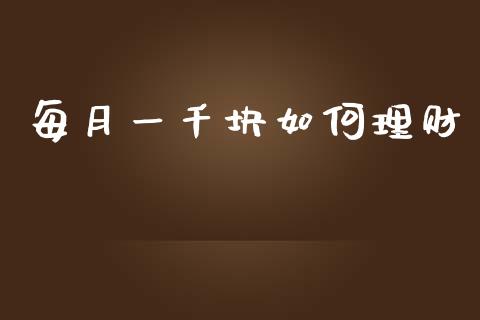 每月一千块如何理财_https://wap.lxcailiao.com_财务管理_第1张