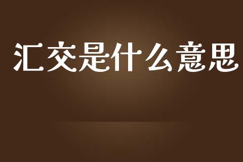 汇交是什么意思_https://wap.lxcailiao.com_融资担保_第1张