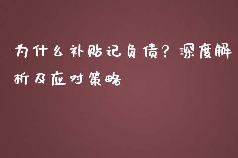 为什么补贴记负债？深度解析及应对策略_https://wap.lxcailiao.com_财务管理_第1张
