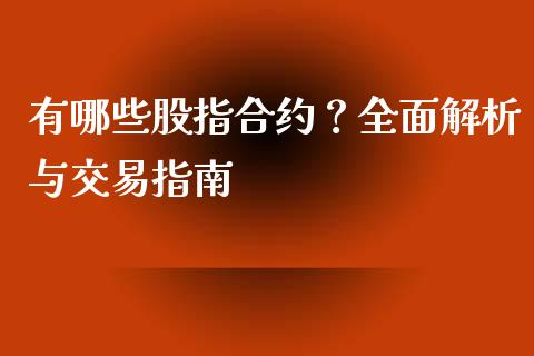 有哪些股指合约？全面解析与交易指南_https://wap.lxcailiao.com_财务管理_第1张