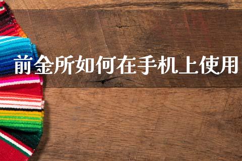 前金所如何在手机上使用_https://wap.lxcailiao.com_金融监管_第1张