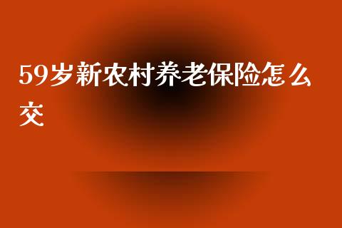 59岁新农村养老保险怎么交_https://wap.lxcailiao.com_融资担保_第1张