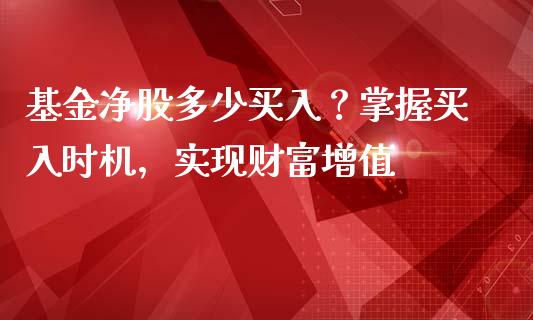 基金净股多少买入？掌握买入时机，实现财富增值_https://wap.lxcailiao.com_财务管理_第1张