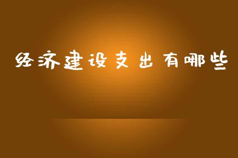 经济建设支出有哪些_https://wap.lxcailiao.com_融资担保_第1张