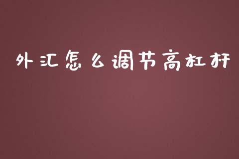 外汇怎么调节高杠杆_https://wap.lxcailiao.com_财务管理_第1张