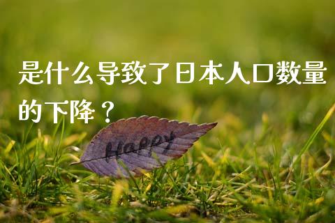 是什么导致了日本人口数量的下降？_https://wap.lxcailiao.com_财务管理_第1张
