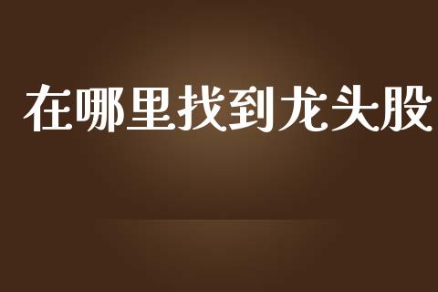 在哪里找到龙头股_https://wap.lxcailiao.com_金融监管_第1张