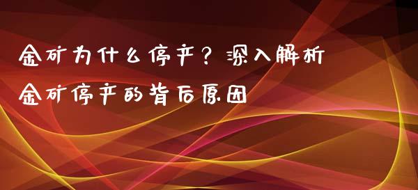 金矿为什么停产？深入解析金矿停产的背后原因_https://wap.lxcailiao.com_金融监管_第1张